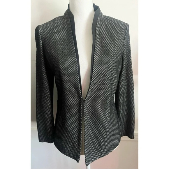 Misook • Black Grey Long Sleeve Knit Blazer Jacket - Picture 1 of 5